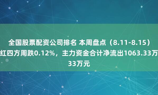 全国股票配资公司排名 本周盘点（8.11-8.15）：红四方周跌0.12%，主力资金合计净流出1063.33万元